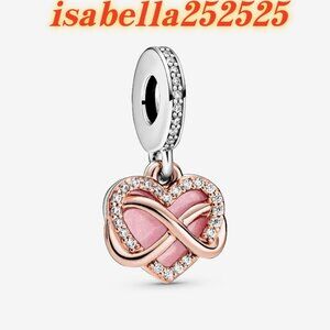 Pandora Sparkling Infinity Heart Dangle Charm|Two-tone